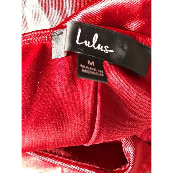 Lulus Cutout On The Town Dress Satin Cutout Front Slip Bodycon Mini Red Medium - Picture 12 of 14